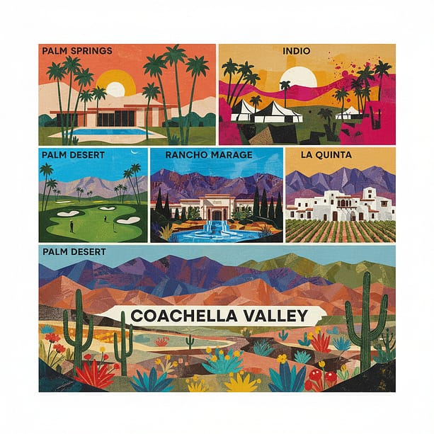 coachella valley, Palm Desert, Palm Springs, Indio, Rancho Mirage, Cotino, Indian Wells, Cathedral city, La Quinta